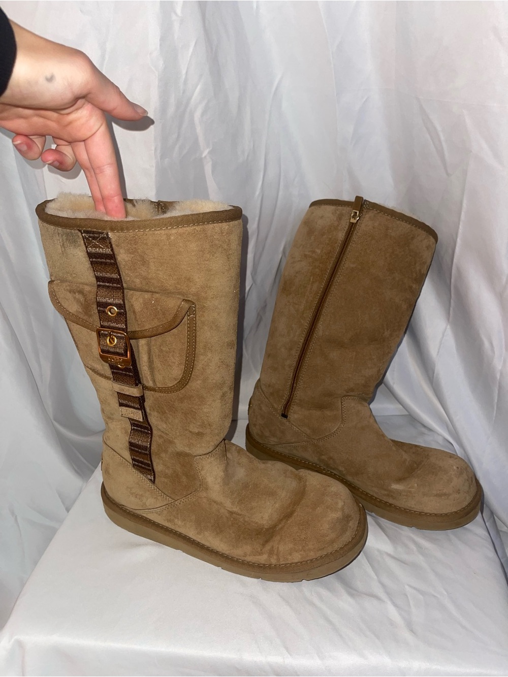 UGG Retro Utility Pocket Boots in Chestnut Suede with Shearling